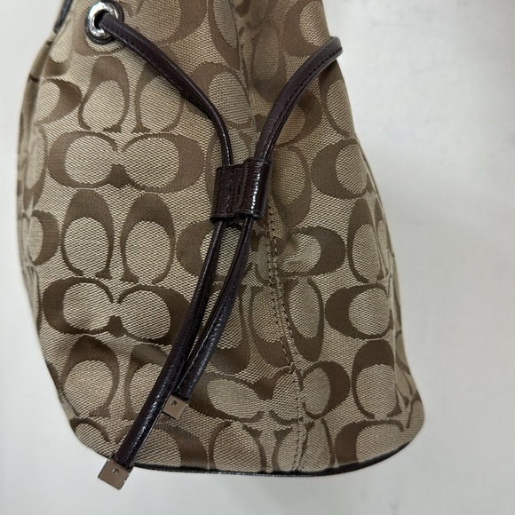 (X2) Coach, Brown shoulder bag with signature founded in 1941 - Picture 6 of 15